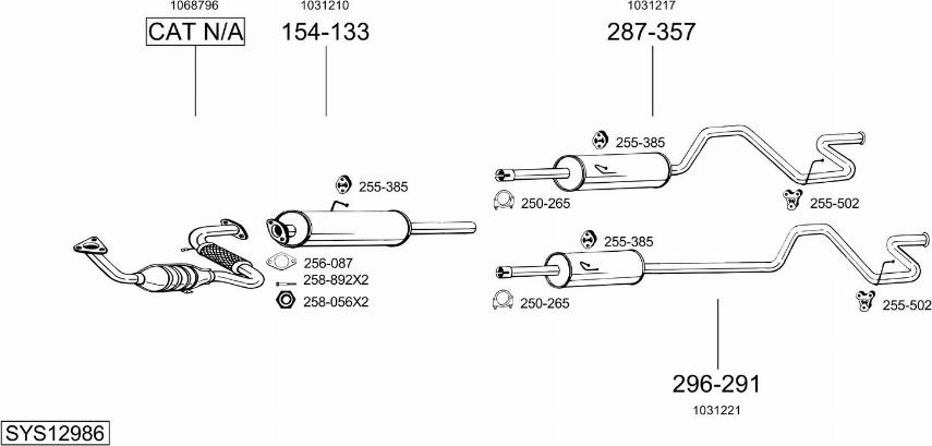 Bosal SYS12986 - Система випуску ОГ autocars.com.ua