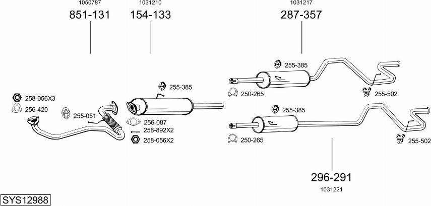 Bosal SYS12988 - Система випуску ОГ autocars.com.ua
