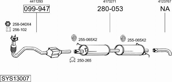 Bosal SYS13007 - Система випуску ОГ autocars.com.ua