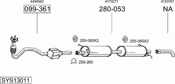 Bosal SYS13011 - Система выпуска ОГ avtokuzovplus.com.ua