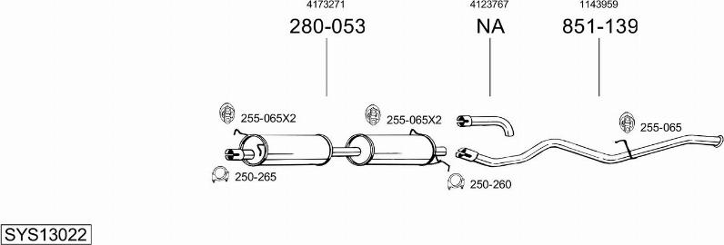 Bosal SYS13022 - Система випуску ОГ autocars.com.ua