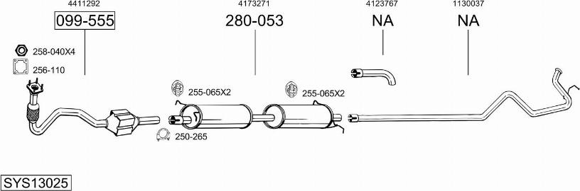 Bosal SYS13025 - Система випуску ОГ autocars.com.ua
