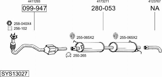 Bosal SYS13027 - Система выпуска ОГ avtokuzovplus.com.ua