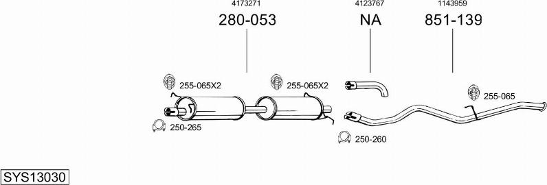 Bosal SYS13030 - Система випуску ОГ autocars.com.ua
