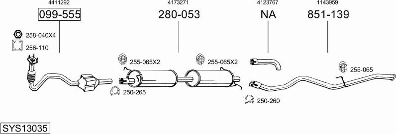 Bosal SYS13035 - Система випуску ОГ autocars.com.ua
