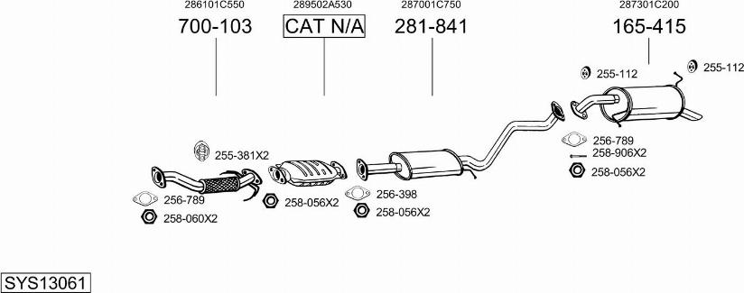 Bosal SYS13061 - Система выпуска ОГ avtokuzovplus.com.ua