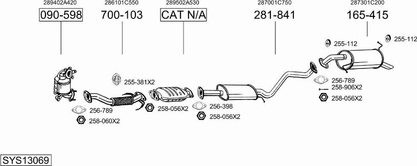 Bosal SYS13069 - Система випуску ОГ autocars.com.ua