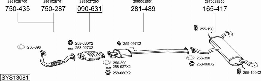 Bosal SYS13081 - Система випуску ОГ autocars.com.ua