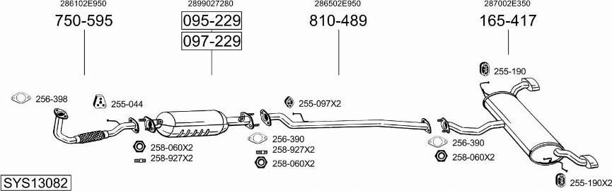 Bosal SYS13082 - Система випуску ОГ autocars.com.ua