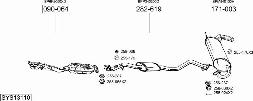 Bosal SYS13110 - Система випуску ОГ autocars.com.ua