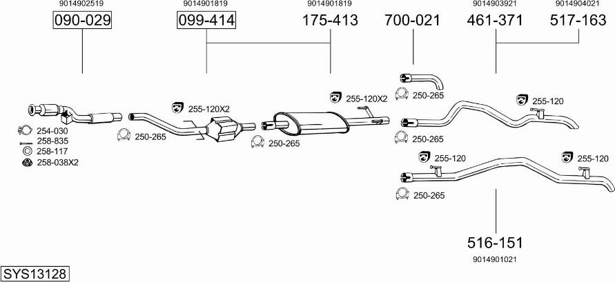 Bosal SYS13128 - Система випуску ОГ autocars.com.ua