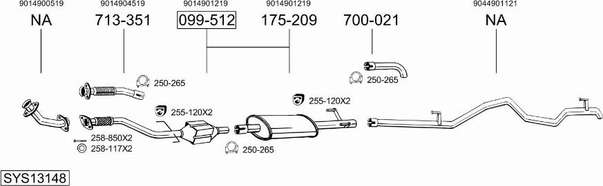 Bosal SYS13148 - Система випуску ОГ autocars.com.ua