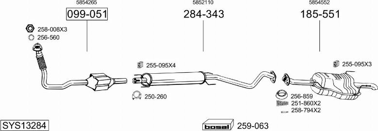 Bosal SYS13284 - Система выпуска ОГ avtokuzovplus.com.ua