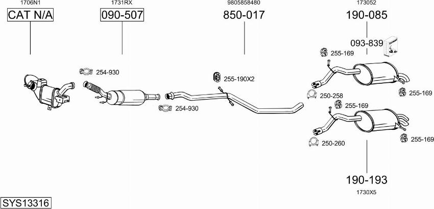 Bosal SYS13316 - Система випуску ОГ autocars.com.ua