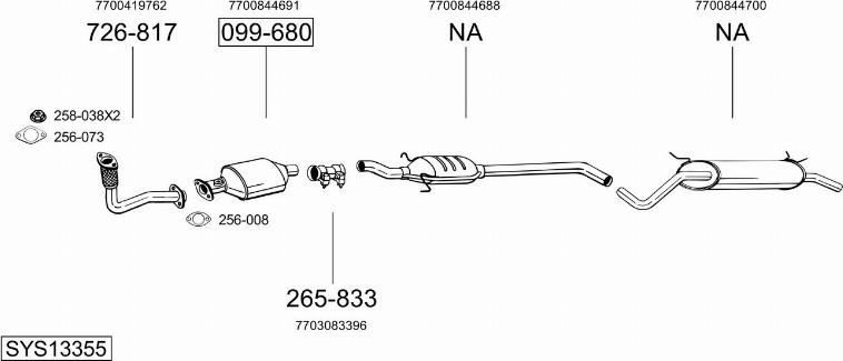 Bosal SYS13355 - Система випуску ОГ autocars.com.ua