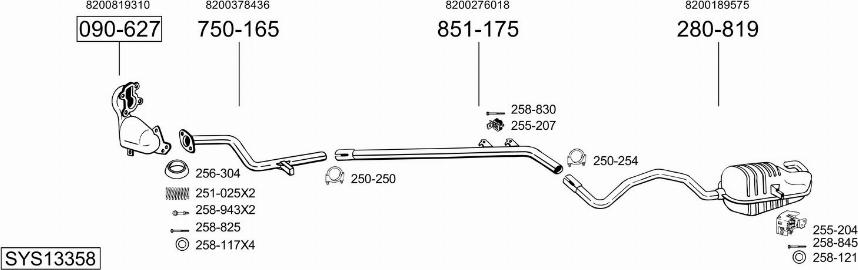 Bosal SYS13358 - Система випуску ОГ autocars.com.ua