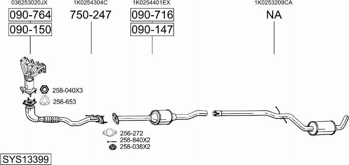 Bosal SYS13399 - Система випуску ОГ autocars.com.ua