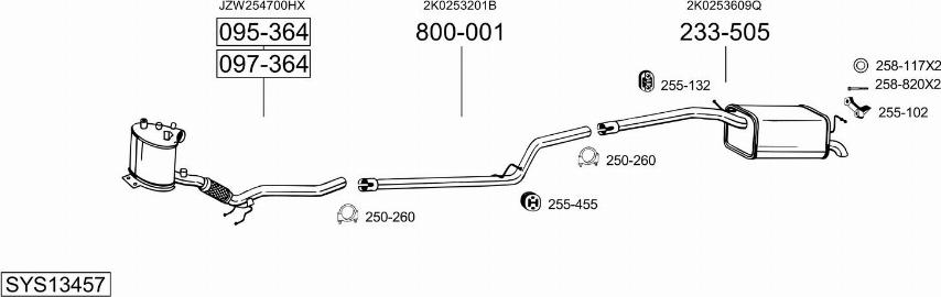 Bosal SYS13457 - Система випуску ОГ autocars.com.ua