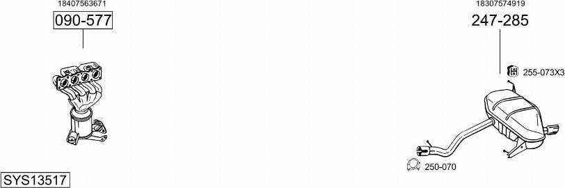 Bosal SYS13517 - Система випуску ОГ autocars.com.ua