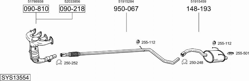Bosal SYS13554 - Система випуску ОГ autocars.com.ua