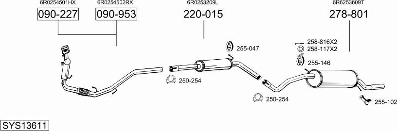 Bosal SYS13611 - Система випуску ОГ autocars.com.ua