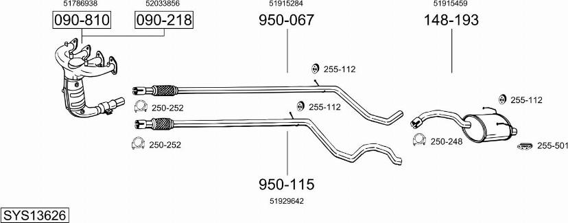 Bosal SYS13626 - Система випуску ОГ autocars.com.ua