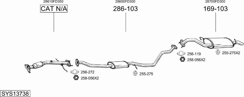 Bosal SYS13738 - Система випуску ОГ autocars.com.ua