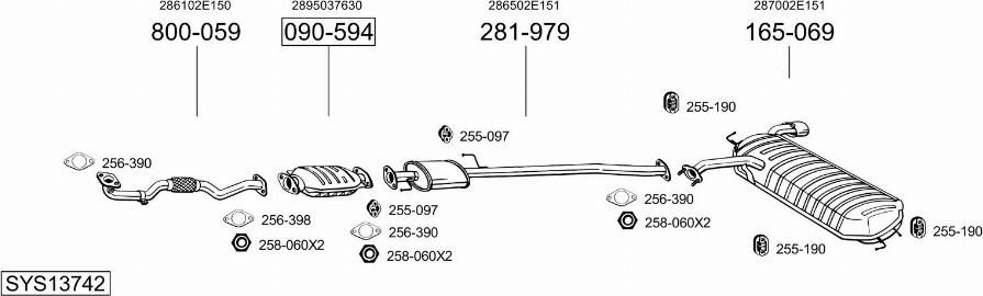 Bosal SYS13742 - Система випуску ОГ autocars.com.ua