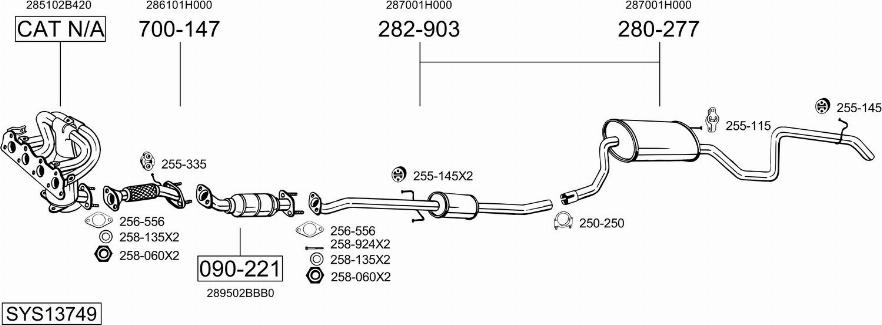 Bosal SYS13749 - Система випуску ОГ autocars.com.ua