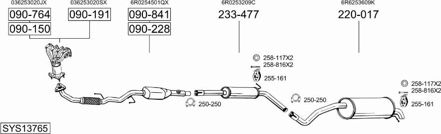 Bosal SYS13765 - Система випуску ОГ autocars.com.ua