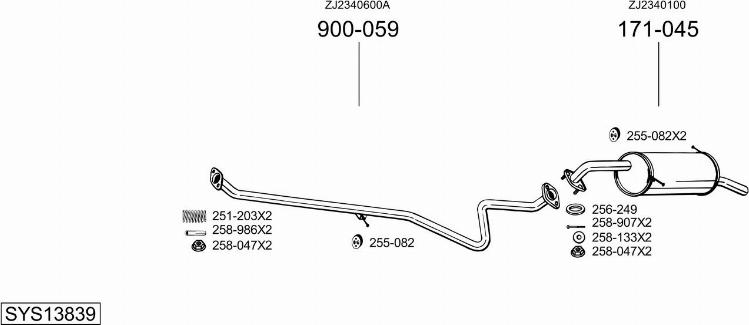 Bosal SYS13839 - Система випуску ОГ autocars.com.ua