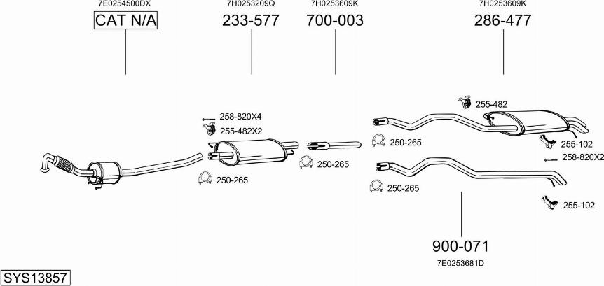 Bosal SYS13857 - Система випуску ОГ autocars.com.ua