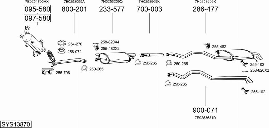 Bosal SYS13870 - Система випуску ОГ autocars.com.ua