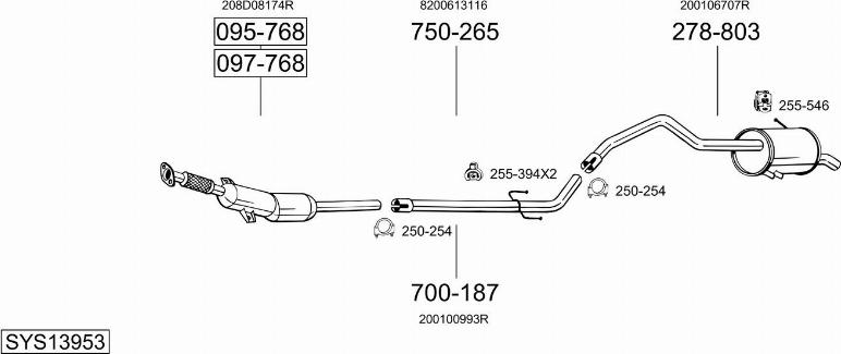 Bosal SYS13953 - Система випуску ОГ autocars.com.ua