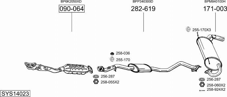 Bosal SYS14023 - Система випуску ОГ autocars.com.ua