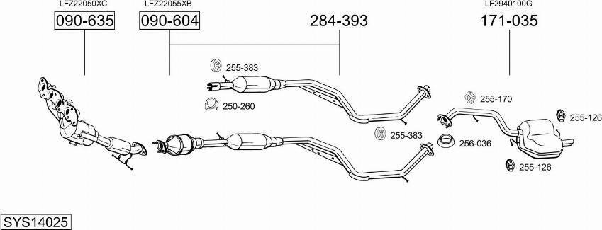 Bosal SYS14025 - Система випуску ОГ autocars.com.ua