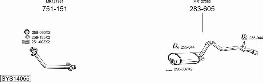 Bosal SYS14055 - Система випуску ОГ autocars.com.ua