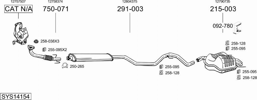 Bosal SYS14154 - Система випуску ОГ autocars.com.ua