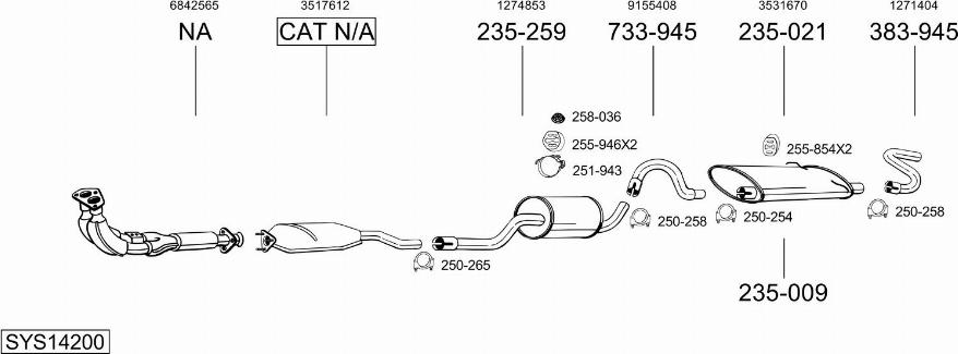 Bosal SYS14200 - Система випуску ОГ autocars.com.ua