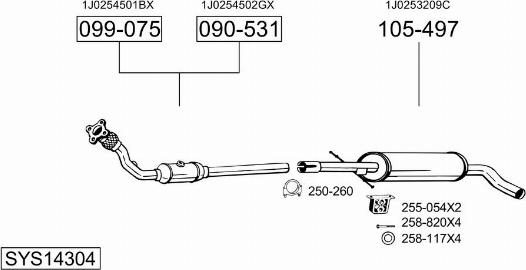 Bosal SYS14304 - Система выпуска ОГ avtokuzovplus.com.ua