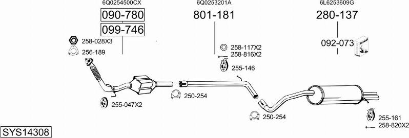 Bosal SYS14308 - Система випуску ОГ autocars.com.ua