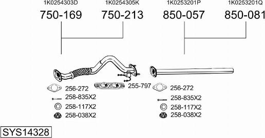 Bosal SYS14328 - Система випуску ОГ autocars.com.ua