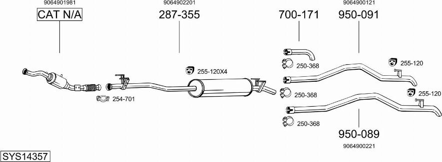 Bosal SYS14357 - Система выпуска ОГ avtokuzovplus.com.ua