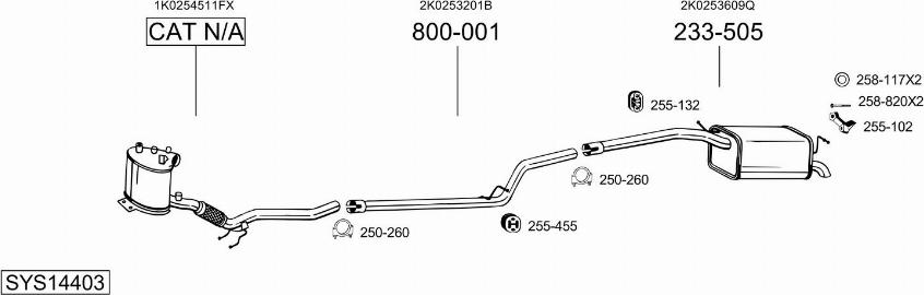 Bosal SYS14403 - Система випуску ОГ autocars.com.ua