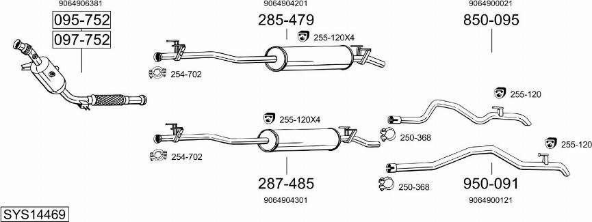 Bosal SYS14469 - Система випуску ОГ autocars.com.ua