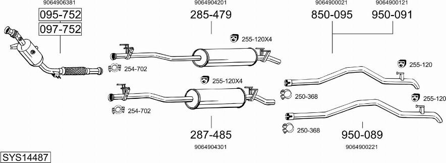 Bosal SYS14487 - Система випуску ОГ autocars.com.ua