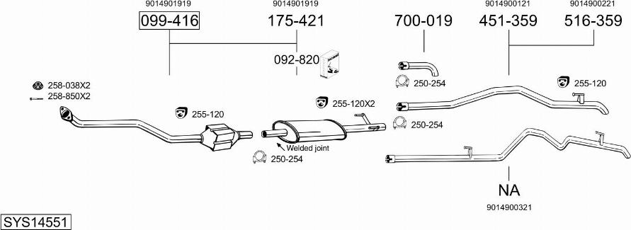 Bosal SYS14551 - Система випуску ОГ autocars.com.ua