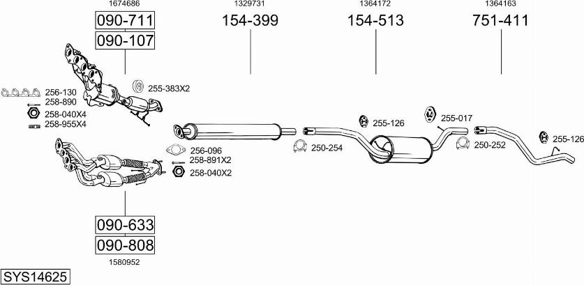 Bosal SYS14625 - Система выпуска ОГ avtokuzovplus.com.ua