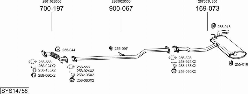 Bosal SYS14758 - Система випуску ОГ autocars.com.ua