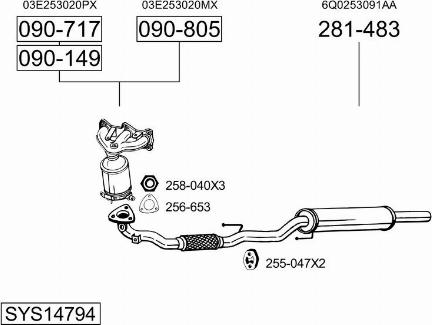 Bosal SYS14794 - Система випуску ОГ autocars.com.ua